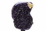 Amethyst Geode w/ Calcite on Metal Stand - Uruguay #306882-1